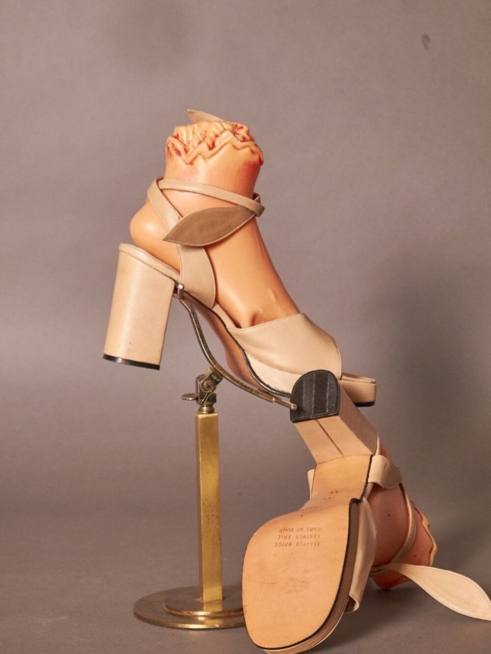 1970s Tan Beige Platforms Ultima Strapy Open Toe Heels